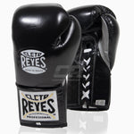 Gants de boxe Cleto Reyes Professionnel CB2 Noir-Argent avec lacets