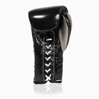 Gants de boxe Cleto Reyes Entraînement traditionnel CE4 Noir-argent avec lacets