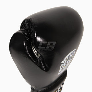 Gants de boxe Cleto Reyes Entraînement traditionnel CE4 Noir-argent avec lacets