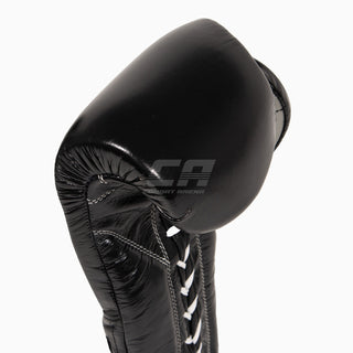 Gants de boxe Cleto Reyes Entraînement traditionnel CE4 Noir-argent avec lacets