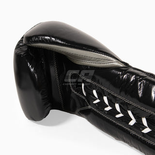 Gants de boxe Cleto Reyes Entraînement traditionnel CE4 Noir-argent avec lacets