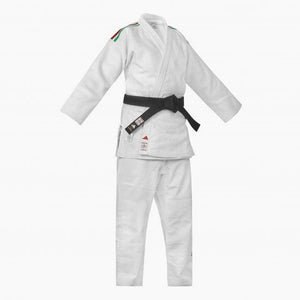 Judogi blanc Adidas J730 Champion III IJF slim bandes Italie