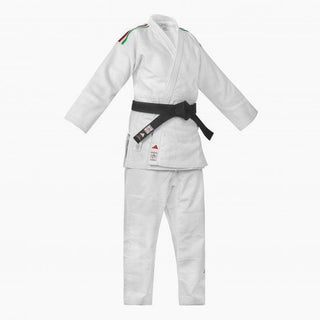 Judogi blanc Adidas J730 Champion III IJF slim bandes Italie