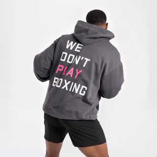 Sweat Boxraw We Don't Play Boxing oversize à capuche Gris-rose 
