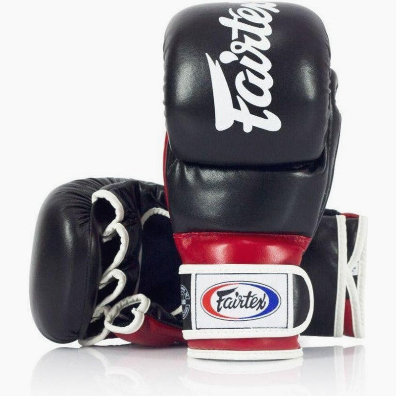 GANTS DE SPARRING MMA EN CUIR - NOIR - FIGHT Taille S