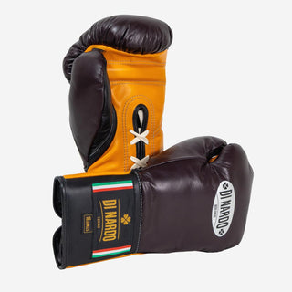 Gants de boxe Di Nardo avec Lacets 16 Oz Bourgogne-jaune-Combat Arena