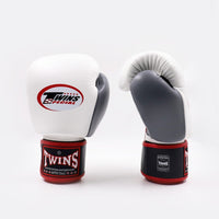 Gants de Muay Thai Twins Special BGVL4 Noir-blanc-gris-Combat Arena