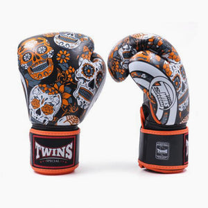 Gants de Muay Thai Twins Special FBGVL 4 Skull Orange-Combat Arena