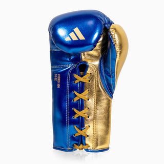 Gants de boxe Adidas Hybrid 500 Pro avec Lacets Bleu-or 