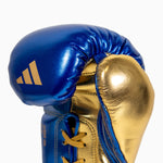 Gants de boxe Adidas Hybrid 500 Pro avec Lacets Bleu-or 