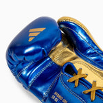 Gants de boxe Adidas Hybrid 500 Pro avec Lacets Bleu-or 