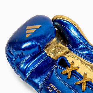 Gants de boxe Adidas Hybrid 500 Pro avec Lacets Bleu-or 