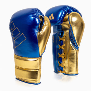 Gants de boxe Adidas Hybrid 500 Pro avec Lacets Bleu-or 