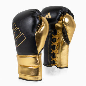 Gants de boxe Adidas Hybrid 500 Pro avec Lacets Noir-or 