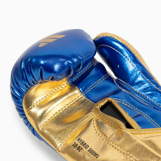 Gants de boxe Adidas Hybrid 500 Pro avec Velcro Bleu-or 