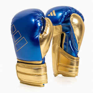Gants de boxe Adidas Hybrid 500 Pro avec Velcro Bleu-or 