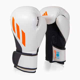 Gants de boxe Adidas Speed Tilt 200 WAKO 10 Oz Blanc-noir-rouge 