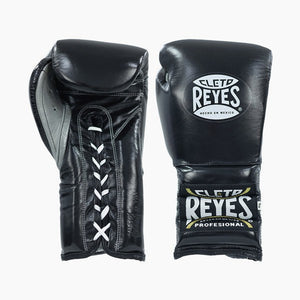 Gants de boxe Cleto Reyes Entraînement traditionnel CE4 Noir-argenté avec lacets