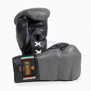 Gants de boxe Di Nardo avec lacets 16 Oz Gris-noir 