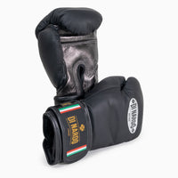 Gants de boxe Di Nardo avec Velcro 12 Oz Noir-argent foncé 