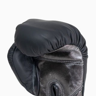 Gants de boxe Di Nardo avec Velcro 12 Oz Noir-argent foncé 
