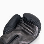 Gants de boxe Di Nardo avec Velcro 12 Oz Noir-argent foncé 