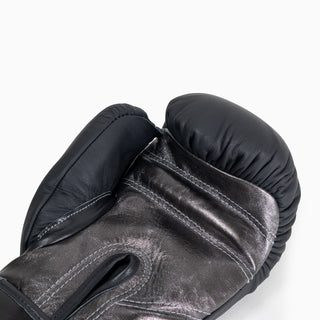 Gants de boxe Di Nardo avec Velcro 12 Oz Noir-argent foncé 