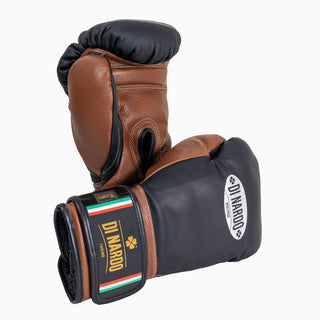 Gants de boxe Di Nardo avec Velcro 16 Oz Noir-marron 