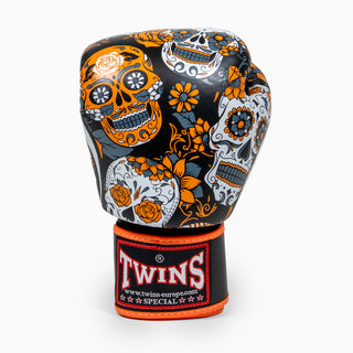 Gants de Muay Thai Twins Special FBGVL 4 Skull Orange 