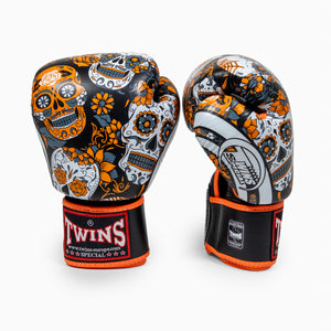 Gants de Muay Thai Twins Special FBGVL 4 Skull Orange 
