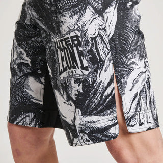 Pantaloncini MMA Leone IUTER Barbed Wire AB04IU Nero-Combat Arena
