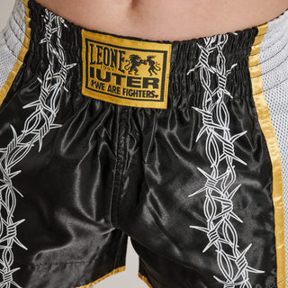 Pantaloncini kick-thai Leone IUTER Barbed Wire AB05IU Nero-Combat Arena