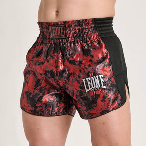 Shorts kick-thaï Leone Urban Fighter AB998 camouflage noir-rouge-Combat Arena