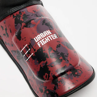 Protège-tibias Leone Urban Fighter PT118 camouflage rouge-noir 