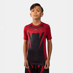 Rashguard bambino Venum Attack maniche corte Nero-rosso-Combat Arena