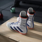 Chaussures de boxe Adidas Box Hog 4 Blanc-bleu 