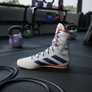 Chaussures de boxe Adidas Box Hog 4 Blanc-bleu 