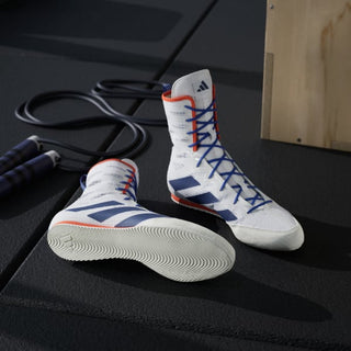 Chaussures de boxe Adidas Box Hog 4 Blanc-bleu 