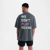 T-shirt Boxraw We Don't Play Boxing Oversize Gris-rose-Combat Arena